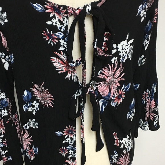 Daytrip Floral Boho Hippie Tie Back Top 10P - Picture 8 of 12